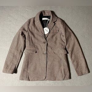 Petal + Pup Brandy Blazer XS Brown Houndstooth Jacket NWT Workwear